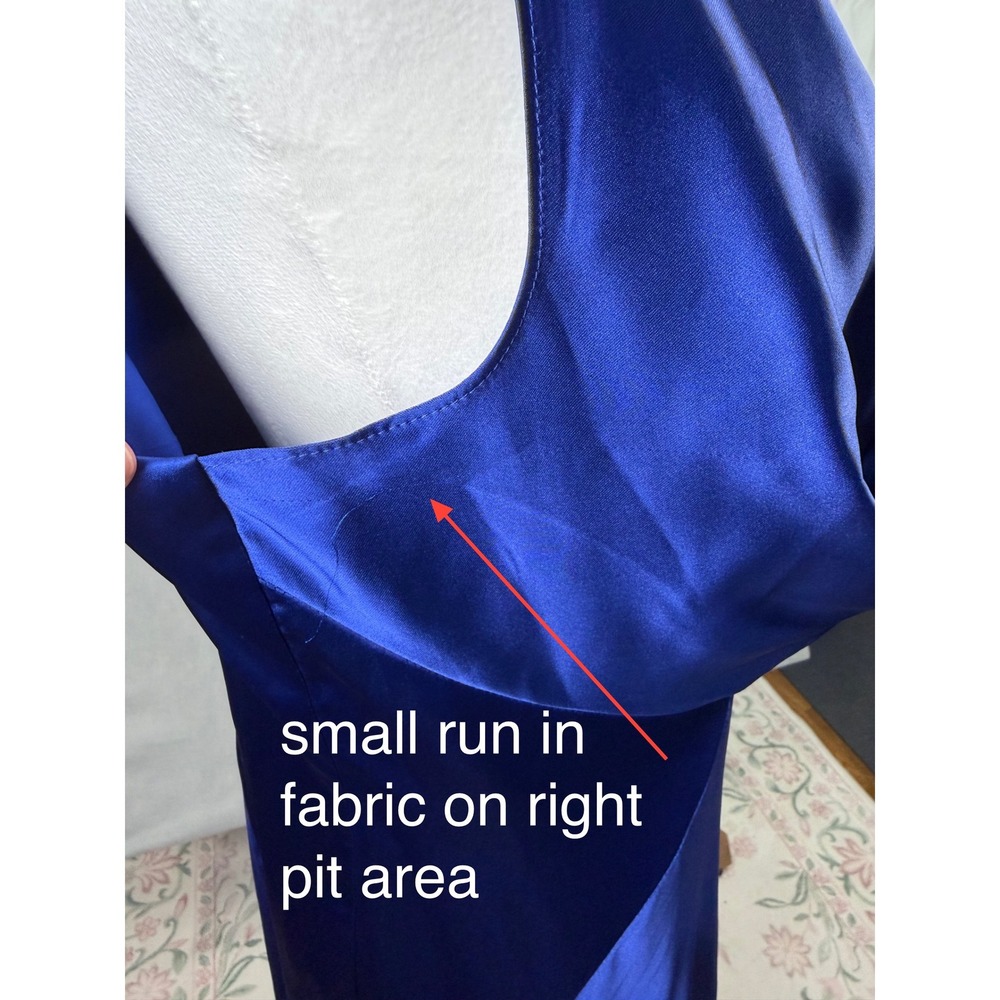 Vince Camuto Maxi Dress Womens 12 Blue Cowl Neck Satin Sleeveless NWOT - Picture 10 of 13